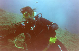 Stacey on US minesweeper off La Manga in Spain at around 30 metres